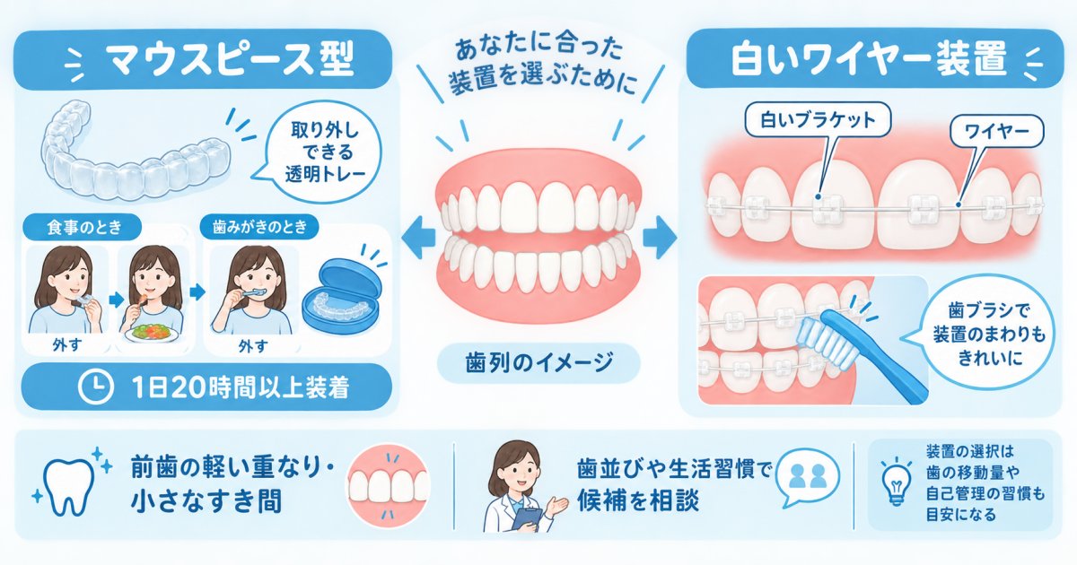 ワイヤー矯正と透明装置のどっちが向いているか歯並びや生活から探る